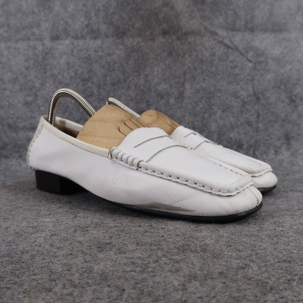 Bellini Shoes Womens 8.5 Penny Loafers Classic Moccasin White Slip On Block Heel